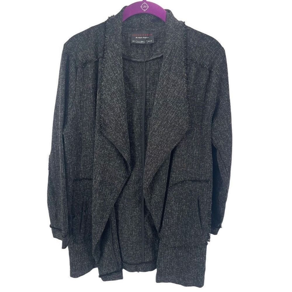 Dress Forum Womens Lightweight Jacket Shawl Open Front Pockets Dark Gray Large